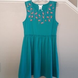 Esley Collection Teal Sleeveless/FloralTop Dress